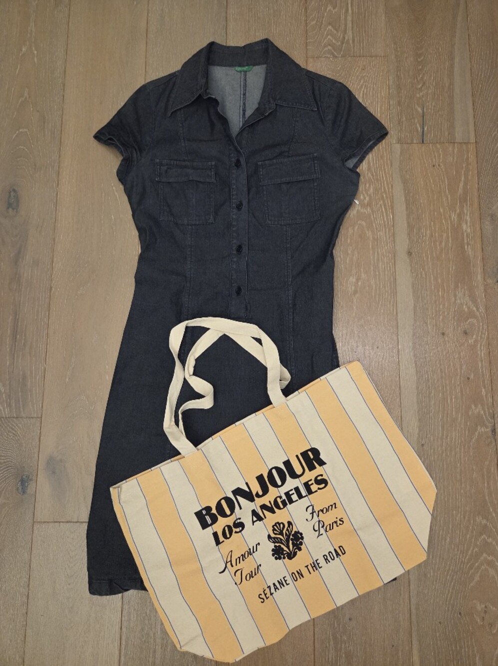United Colors Of Benetton Vintage Denim Dress - Women's Size M Free Sezane Tote